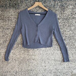 Oak + Fort Sweater Womens Small Ribbed Button Up Cropped Cardigan Knit